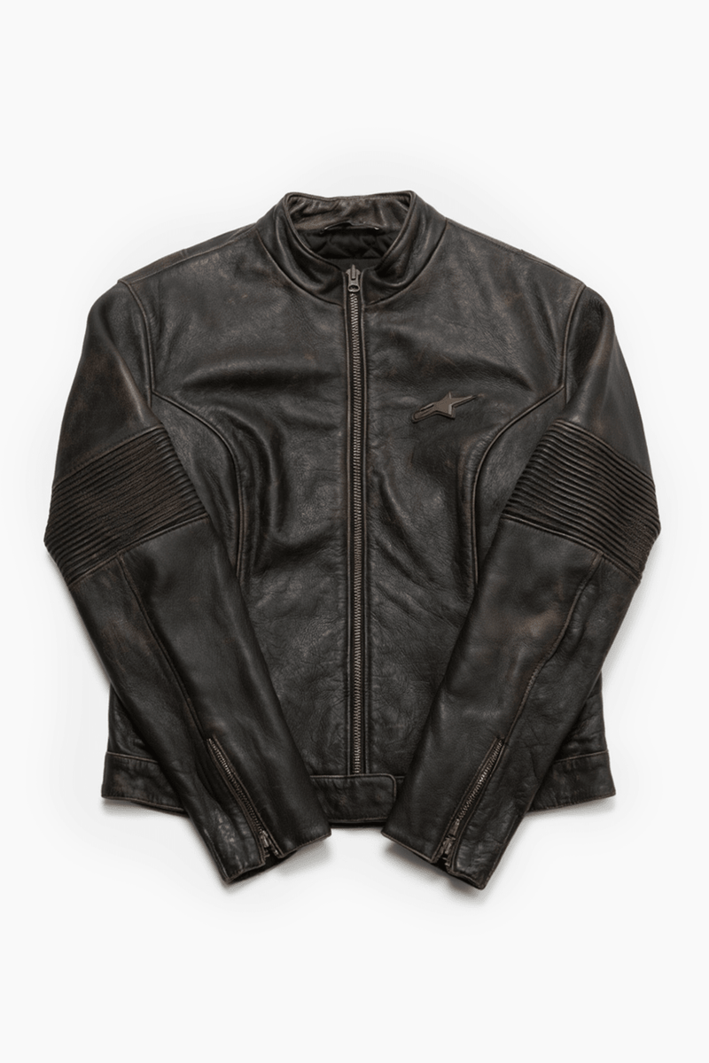 ALPINESTARS VINTAGE WOMENS LEATHER JACKET - VESSEL, racing forward
