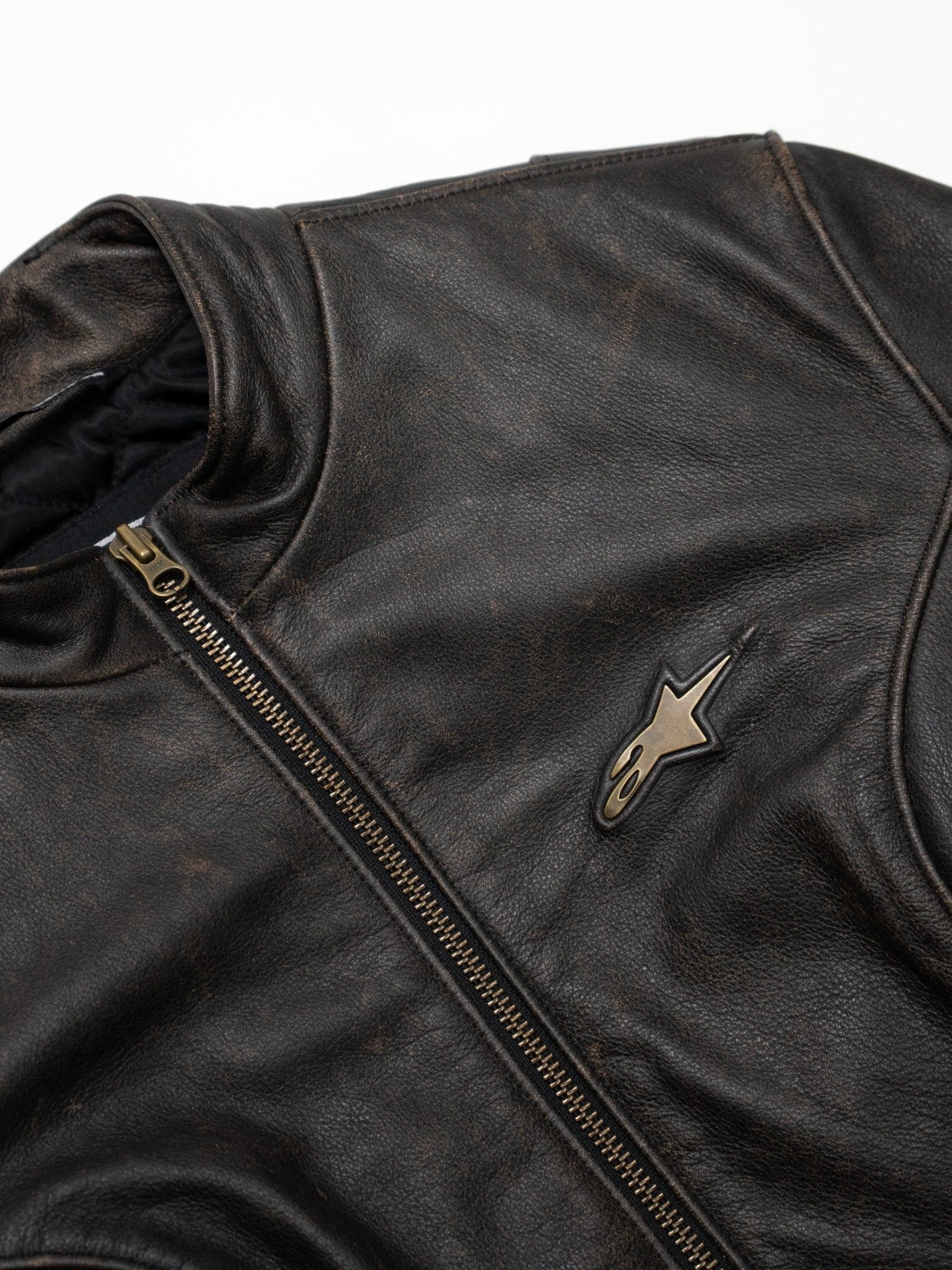 ALPINESTARS VINTAGE WOMENS LEATHER JACKET - VESSEL, racing forward