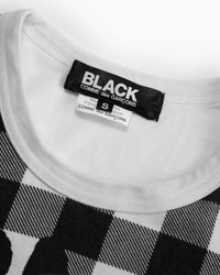 BLACK COMME DES GARÇONS GINGHAM CHECK TEE - VESSEL, racing forward