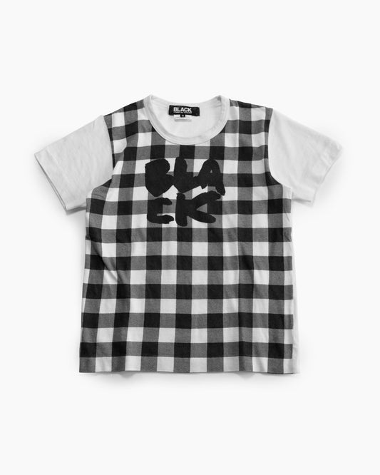 BLACK COMME DES GARÇONS GINGHAM CHECK TEE - VESSEL, racing forward