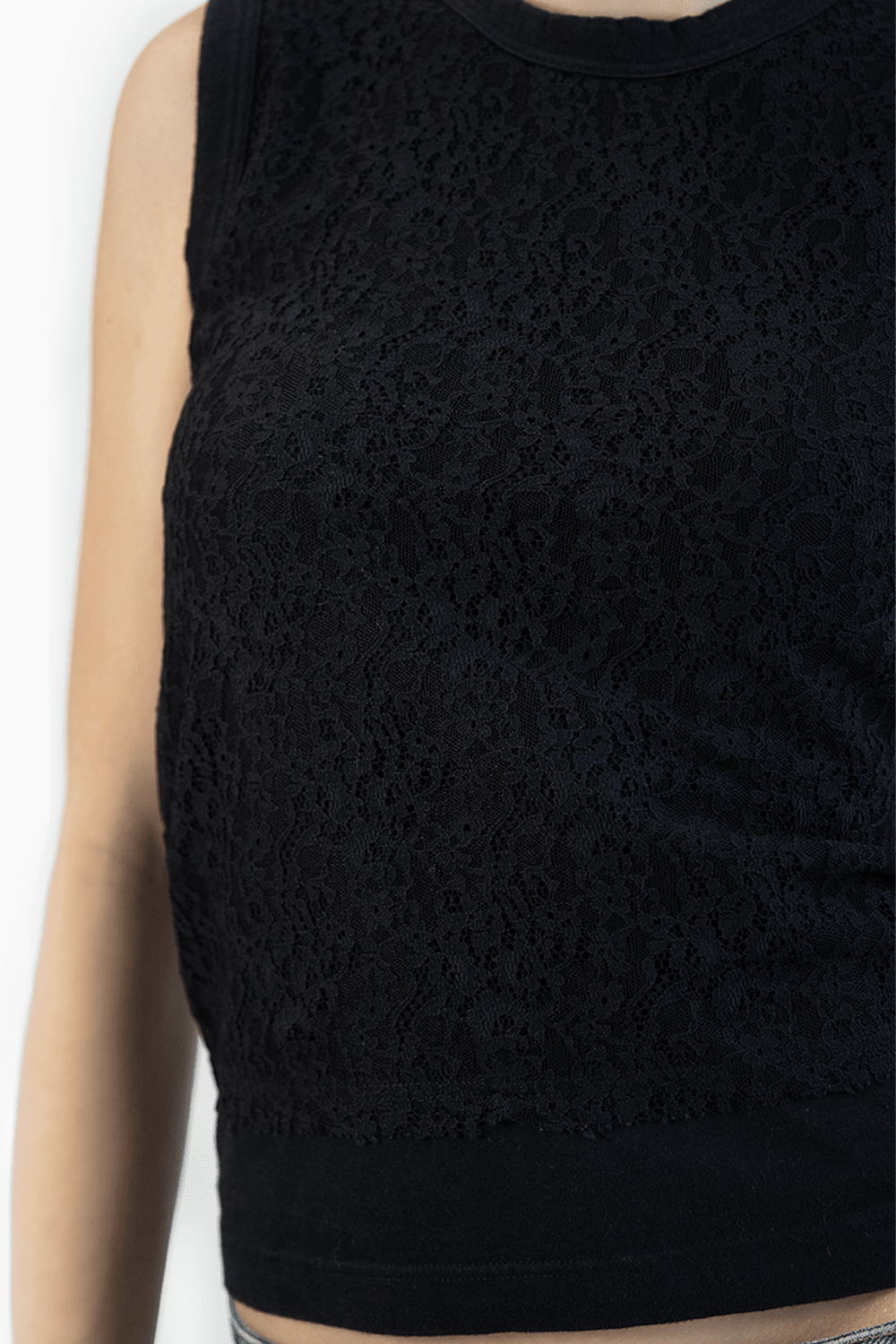 COMME DES GARÇONS LACE PANEL SLEEVELESS TOP - VESSEL, racing forward