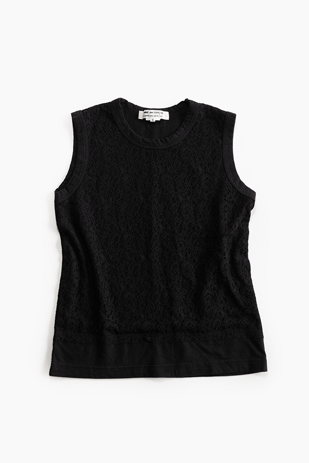 COMME DES GARÇONS LACE PANEL SLEEVELESS TOP - VESSEL, racing forward