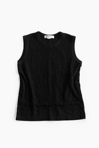COMME DES GARÇONS LACE PANEL SLEEVELESS TOP - VESSEL, racing forward