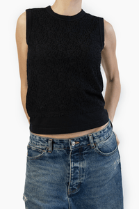 COMME DES GARÇONS LACE PANEL SLEEVELESS TOP - VESSEL, racing forward