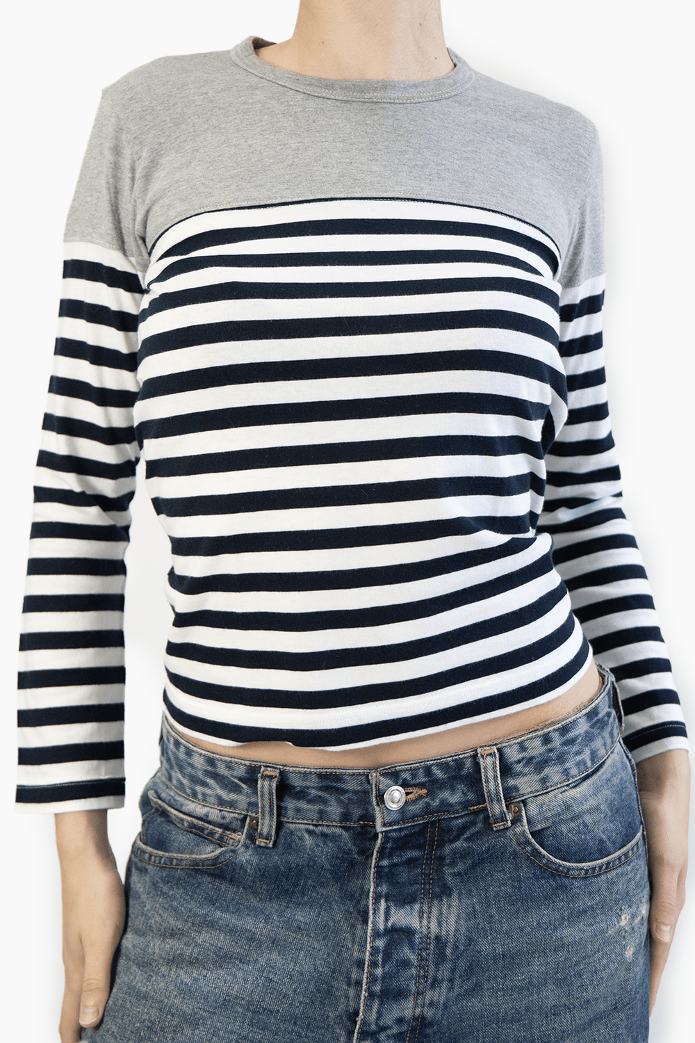COMME DES GARÇONS SHIRT STRIPE PANELLED LONGSLEEVE - VESSEL, racing forward