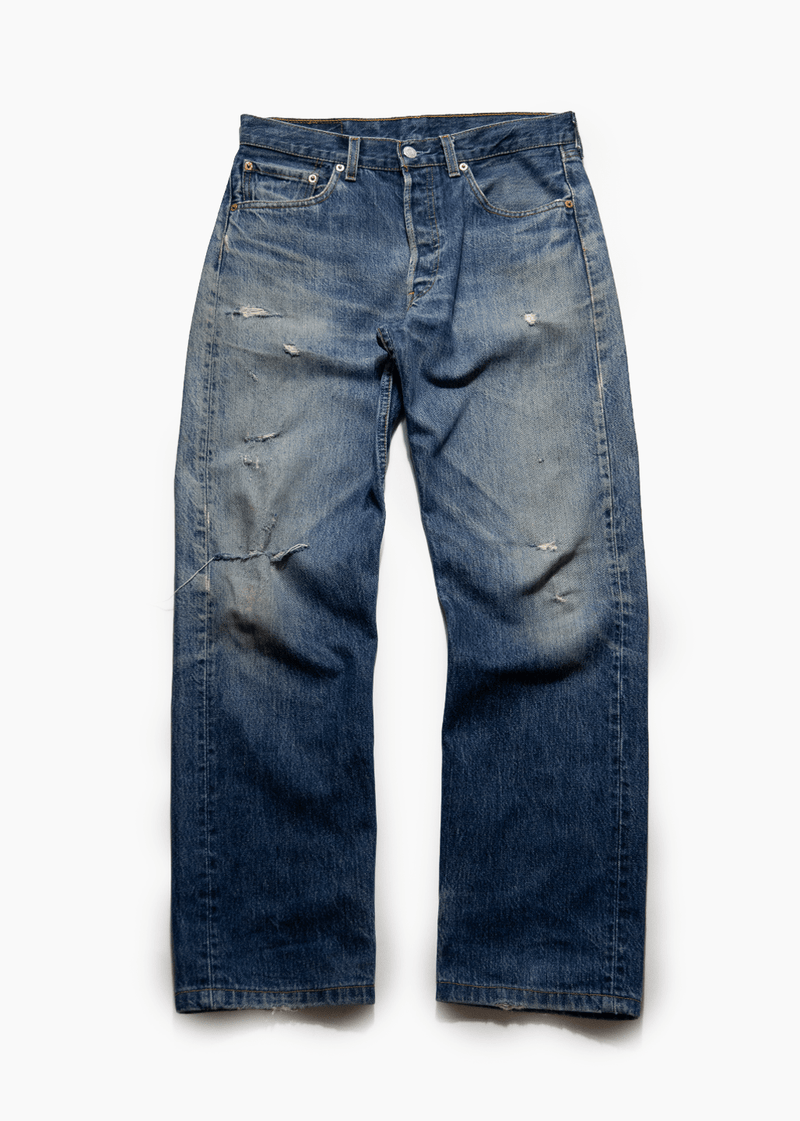 LEVI'S 501 JEANS MEDIUM BLUE DISTRESSED - VESSEL, racing forward