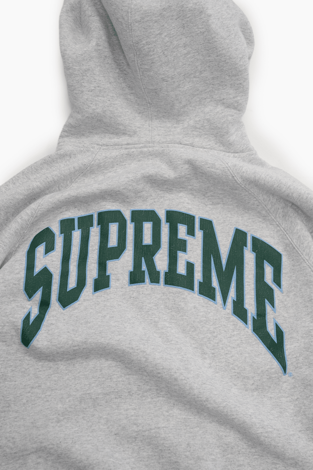 SUPREME CRACKED RAGLAN ZIP UP HOODIE - VESSEL, racing forward