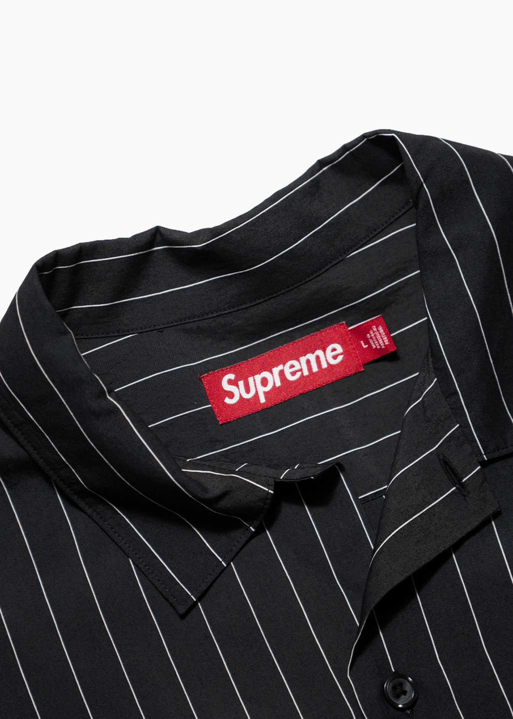 SUPREME PINSTRIPE BUTTON-UP SHIRT - VESSEL, racing forward