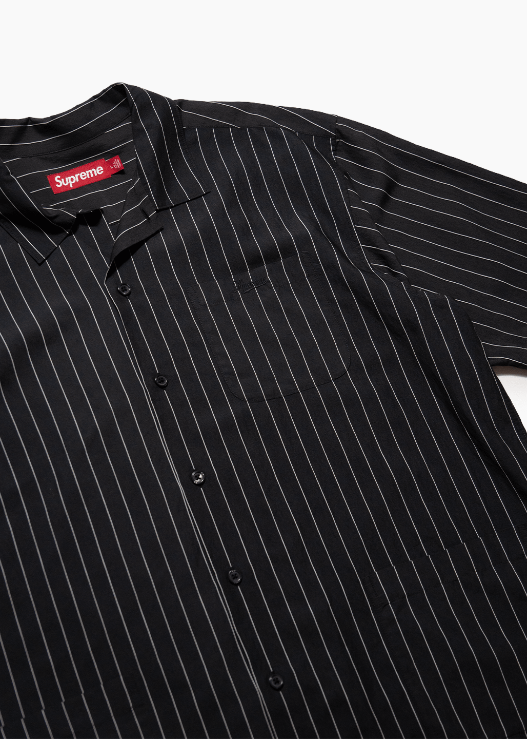 SUPREME PINSTRIPE BUTTON-UP SHIRT - VESSEL, racing forward