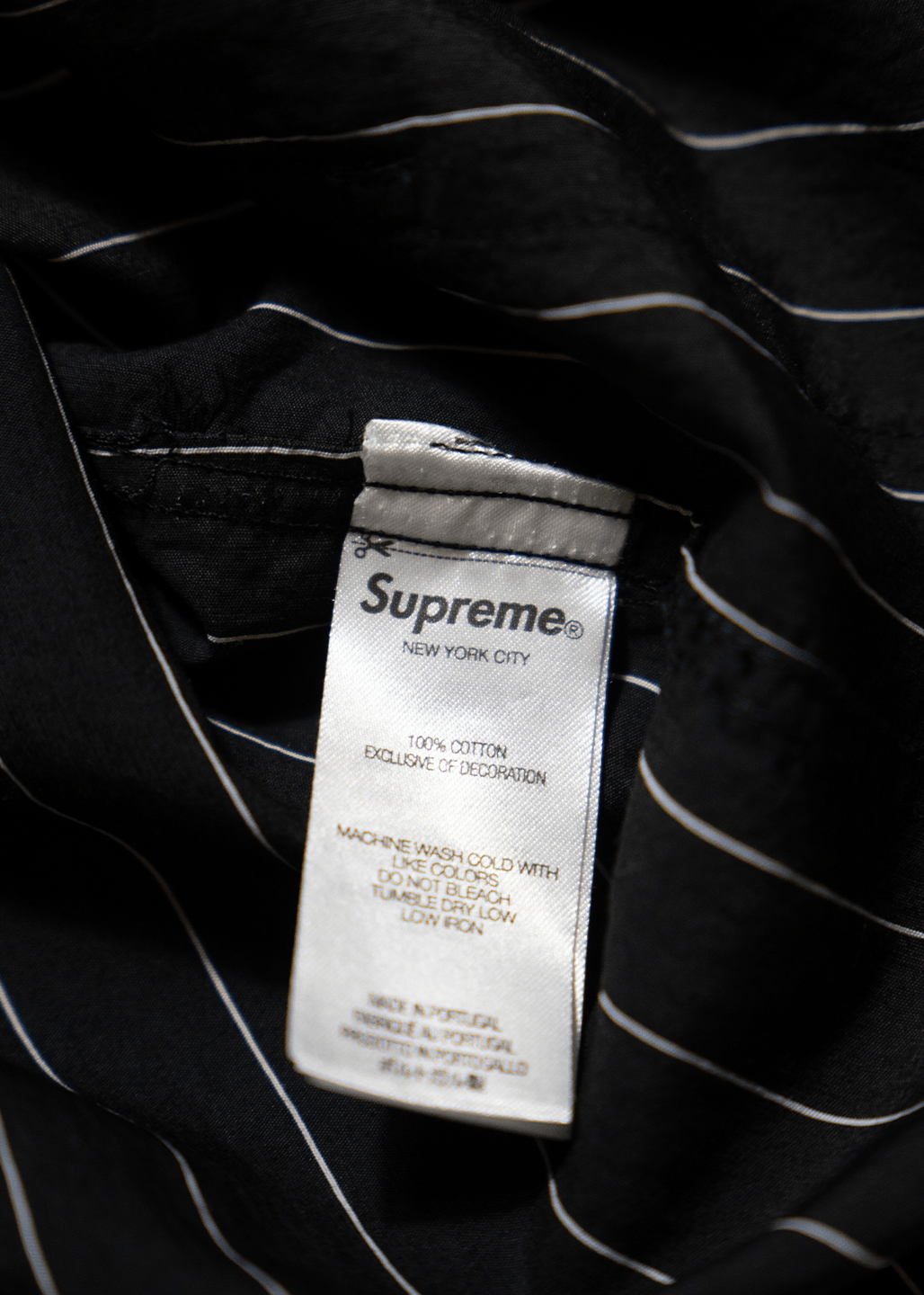 SUPREME PINSTRIPE BUTTON-UP SHIRT - VESSEL, racing forward