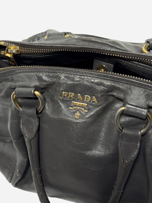 Prada Vitello Shine Shopping Bag Fumo