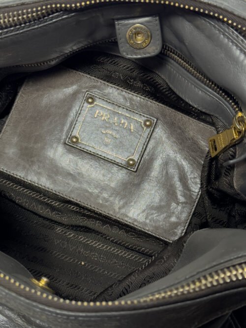 Prada Vitello Shine Shopping Bag Fumo