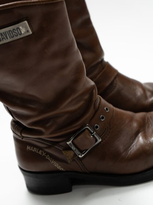 HARLEY-DAVIDSON BROWN LEATHER BIKER BOOTS