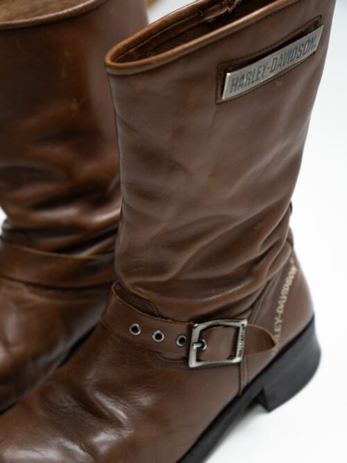 HARLEY-DAVIDSON BROWN LEATHER BIKER BOOTS