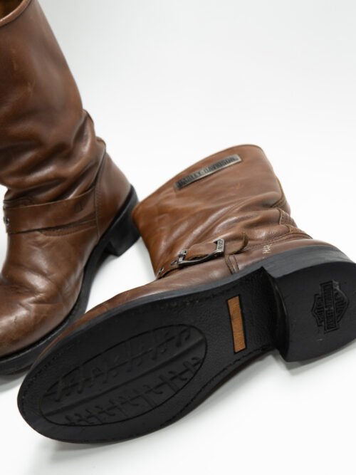 HARLEY-DAVIDSON BROWN LEATHER BIKER BOOTS